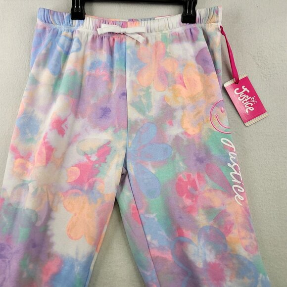 Justice Girls XL 16/18 Tie-Dye Joggers Smiley Face & "Justice" Print - Picture 2 of 8